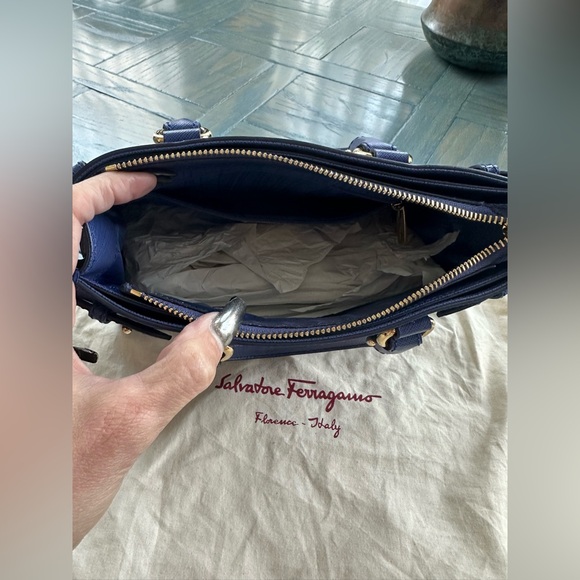 Salvatore Ferragamo Medium Blue Batik Leather Tote - Picture 10 of 16